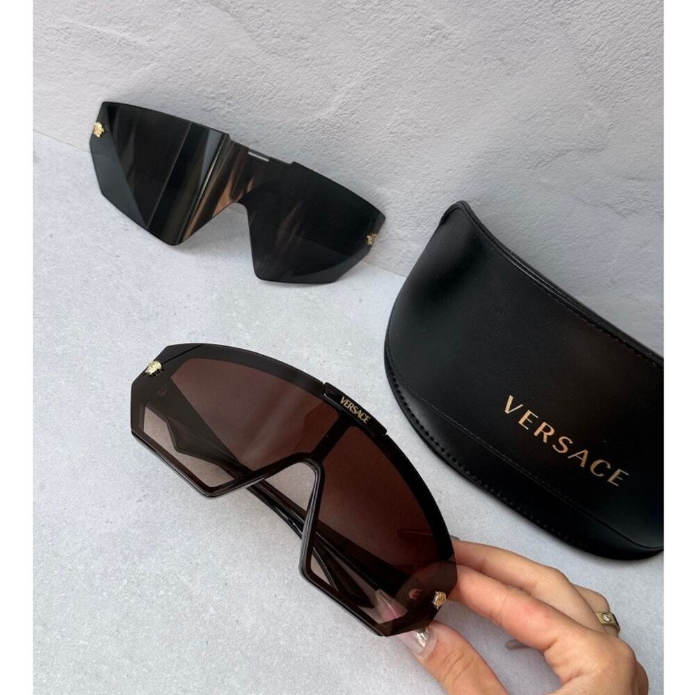 NEW Versace VE4461 2 Lens Shield Sunglasses in Brown